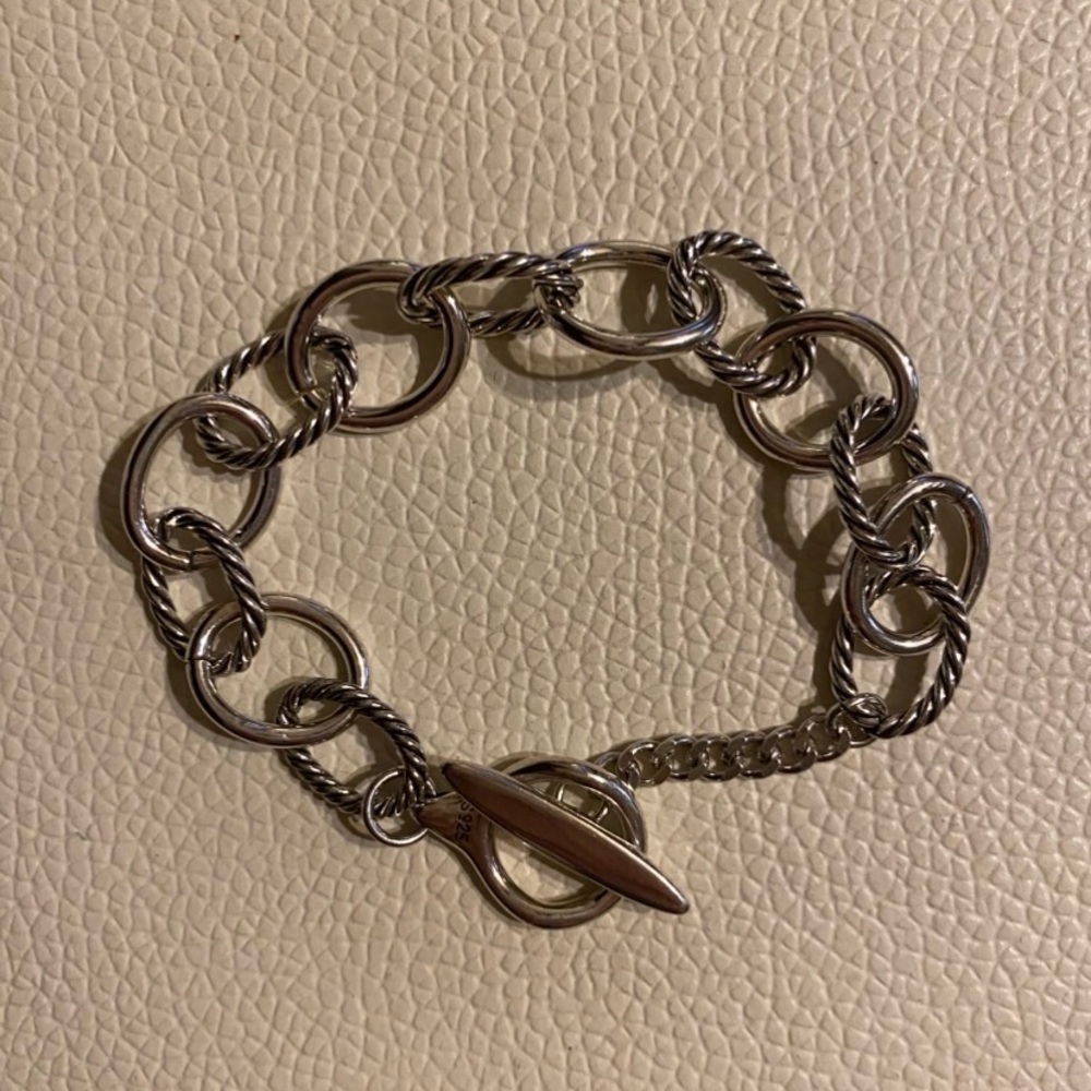 Oval Twisted Link Chain Bracelet Solid 925 Sterling Silver